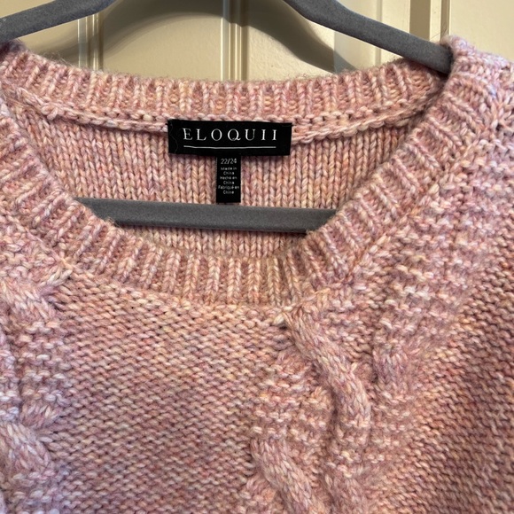 Eloquii Women's Soft Pink Cable Knit Sweater - Picture 2 of 3